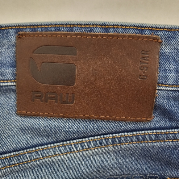 G Star Raw Jeans Mens 35x32 Blue 3301 Tapered Button Fly Denim Pants Washed Out - Picture 10 of 10